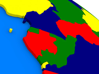 Image showing Cameroon, Gabon and Congo on colorful 3D globe