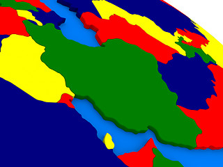 Image showing Iran on colorful 3D globe