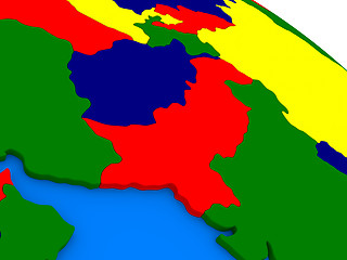 Image showing Afghanistan and Pakistan on colorful 3D globe