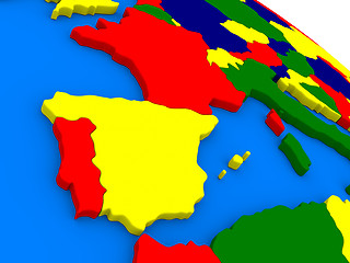 Image showing Spain and Portugal on colorful 3D globe