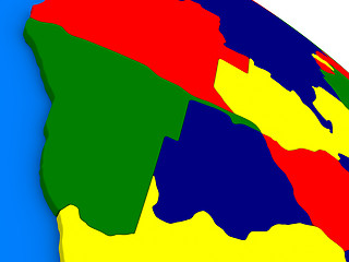 Image showing Namibia and Botswana on colorful 3D globe