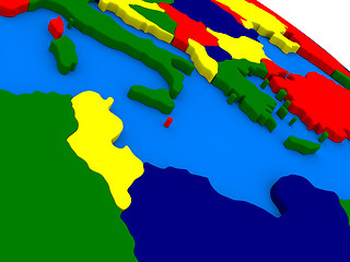 Image showing Tunisia on colorful 3D globe