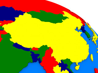 Image showing China on colorful 3D globe