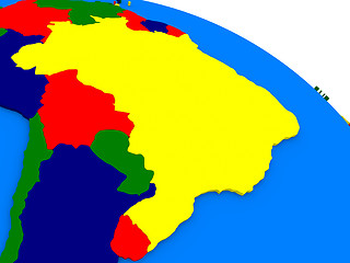 Image showing Brazil on colorful 3D globe