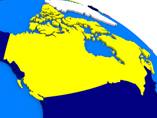 Image showing Canada on colorful 3D globe