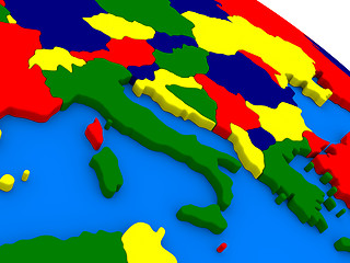 Image showing Italy on colorful 3D globe