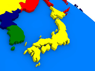 Image showing Japan on colorful 3D globe