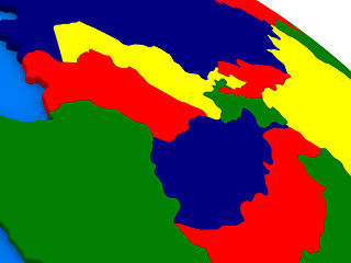 Image showing Central Asia on colorful 3D globe