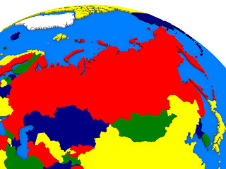 Image showing Russia on colorful 3D globe