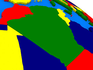 Image showing Algeria on colorful 3D globe
