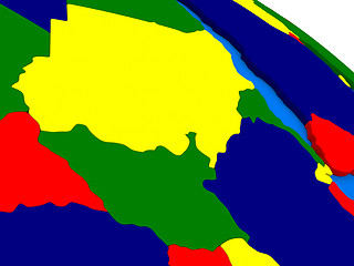 Image showing Sudan and South Sudan on colorful 3D globe