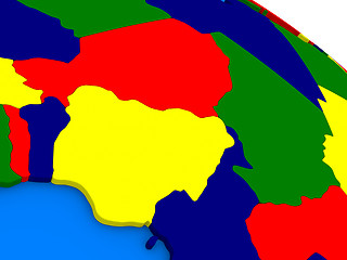 Image showing Niger and Nigeria on colorful 3D globe