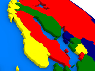 Image showing Scandinavia on colorful 3D globe