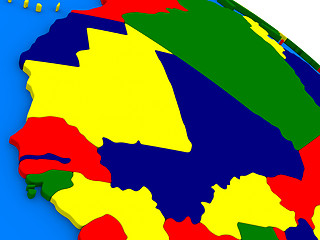 Image showing Mali and Senegal on colorful 3D globe