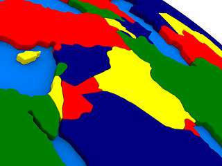 Image showing Israel, Lebanon, Jordan, Syria and Iraq region on colorful 3D gl