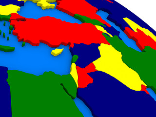 Image showing Middle East on colorful 3D globe