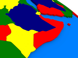 Image showing Somalia and Ethiopia on colorful 3D globe