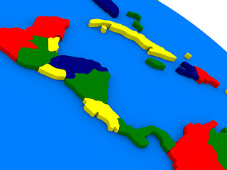 Image showing Central America on colorful 3D globe