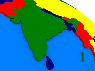 Image showing India on colorful 3D globe