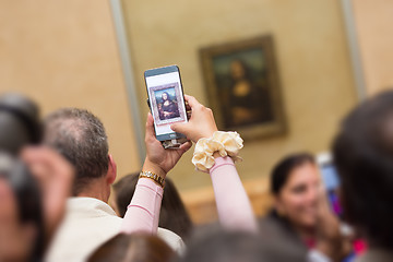 Image showing Leonardo DaVinci\'s Mona Lisa in Louvre Museum.