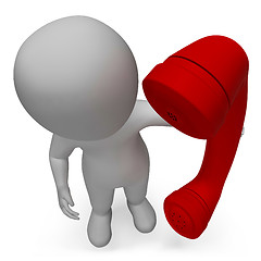 Image showing Character Talking Represents Call Us And Calls 3d Rendering
