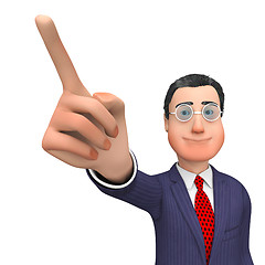 Image showing Character Pointing Means Hand Up And Commercial 3d Rendering
