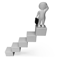 Image showing Stairs Character Means Business Person And Achieve 3d Rendering