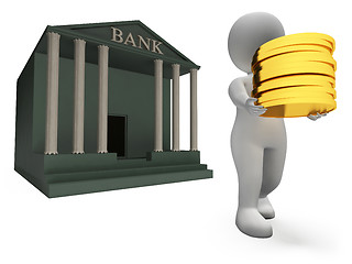 Image showing Coins Bank Represents Saved Render And Prosperity 3d Rendering