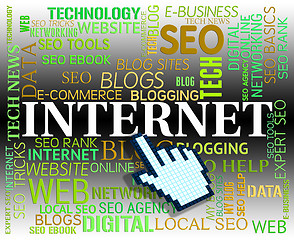 Image showing Internet Word Represents High Tec And Website