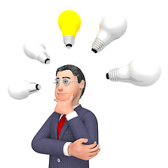 Image showing Lightbulbs Businessman Indicates Power Sources And Character 3d 