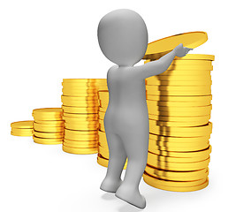 Image showing Savings Coins Indicates Character Banking And Prosperity 3d Rend