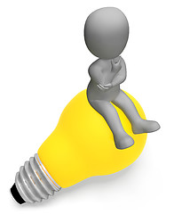 Image showing Lightbulb Thinking Indicates Power Source And Character 3d Rende