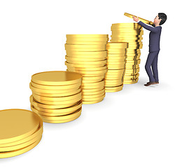 Image showing Character Money Shows Business Person And Saves 3d Rendering