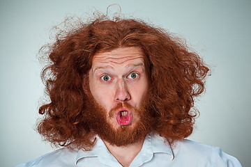 Image showing Portrait of young man with shocked facial expression