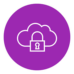 Image showing Cloud computing security line icon.