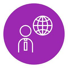 Image showing Man with globe line icon.