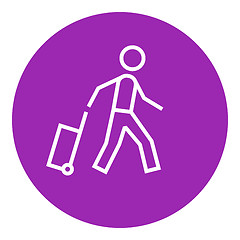 Image showing Man with suitcase line icon.