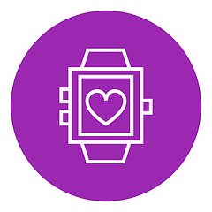 Image showing Smartwatch with heart sign line icon.