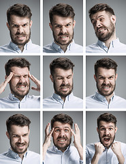 Image showing Set of young man\'s portraits with different emotions