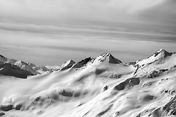 Image showing Black and white snowy mountainside