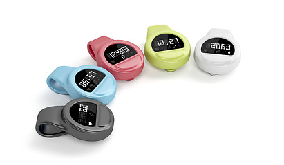 Image showing Clip-on activity trackers on white