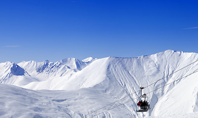 Image showing Panoramic view on ropeway at ski resort