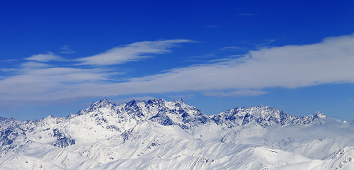 Image showing Panoramic view on winter mountains in nice day