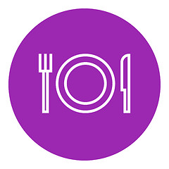 Image showing Plate with cutlery line icon.