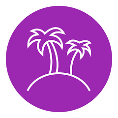 Image showing Two palm trees on island line icon.