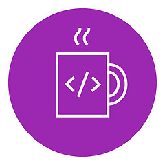 Image showing Cup of coffee with code sign line icon.