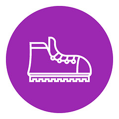 Image showing Hiking boot with crampons line icon.