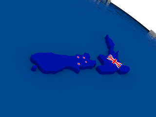 Image showing New Zealand with flag