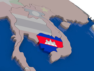 Image showing Cambodia with flag