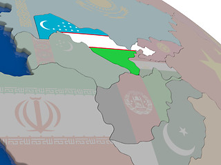 Image showing Uzbekistan with flag